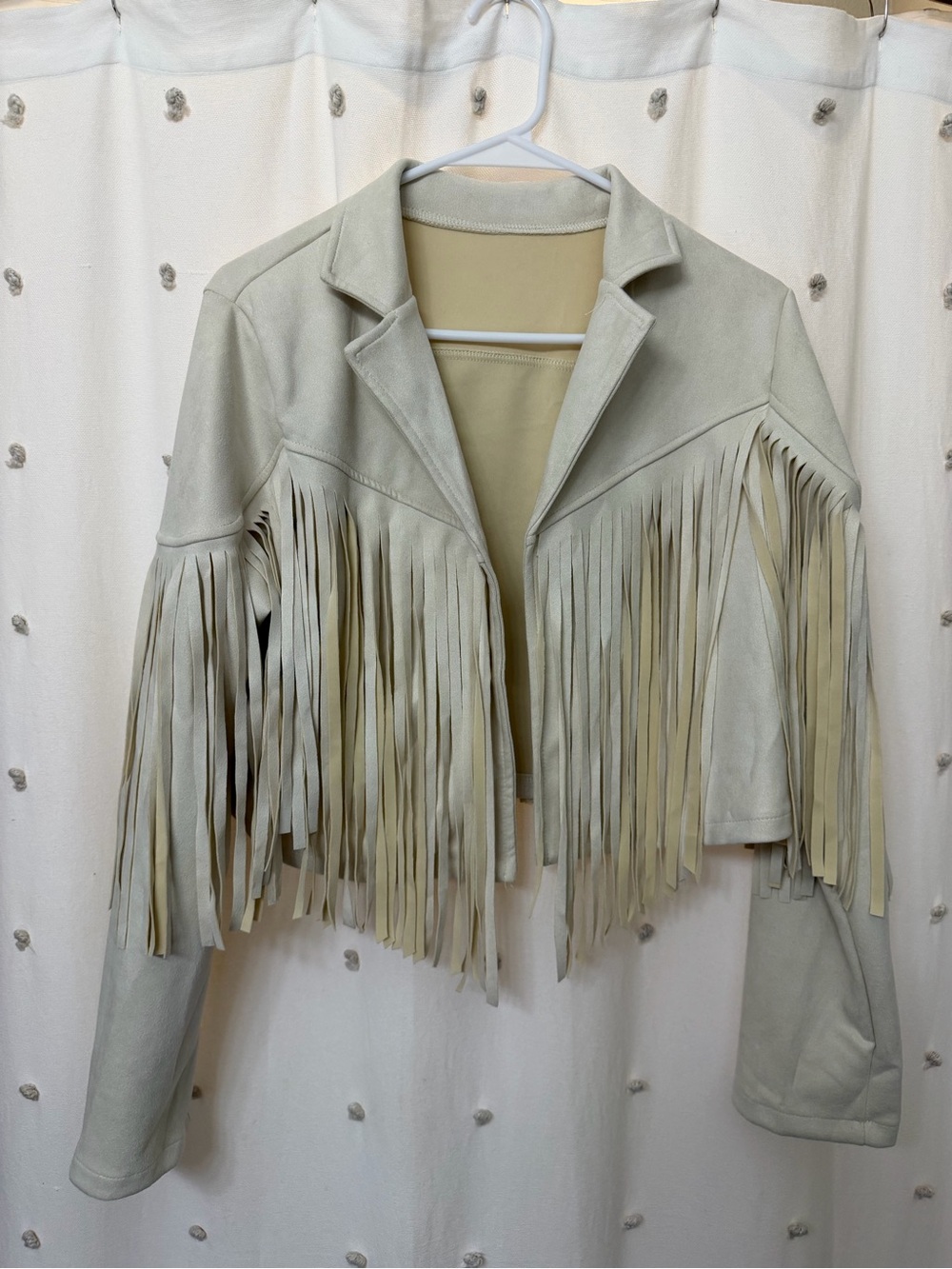 Fringe Suede Jacket - Light Taupe